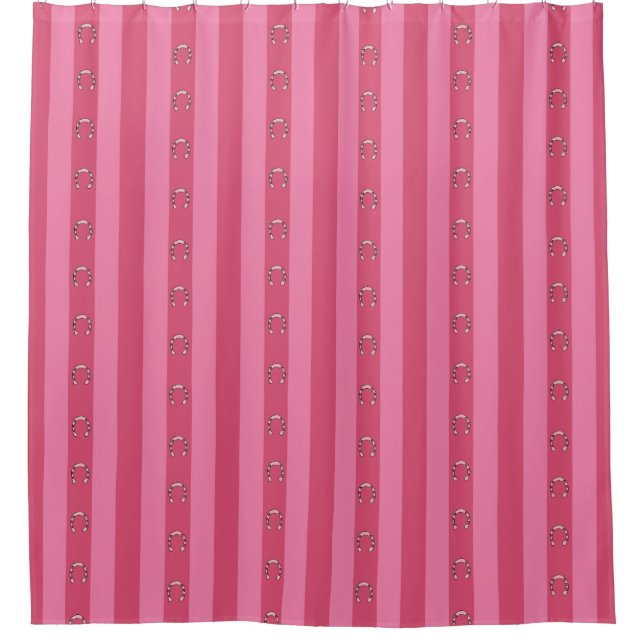 Dismal Pink Shower Curtain Y2K Horseshoe Stripe (Front)