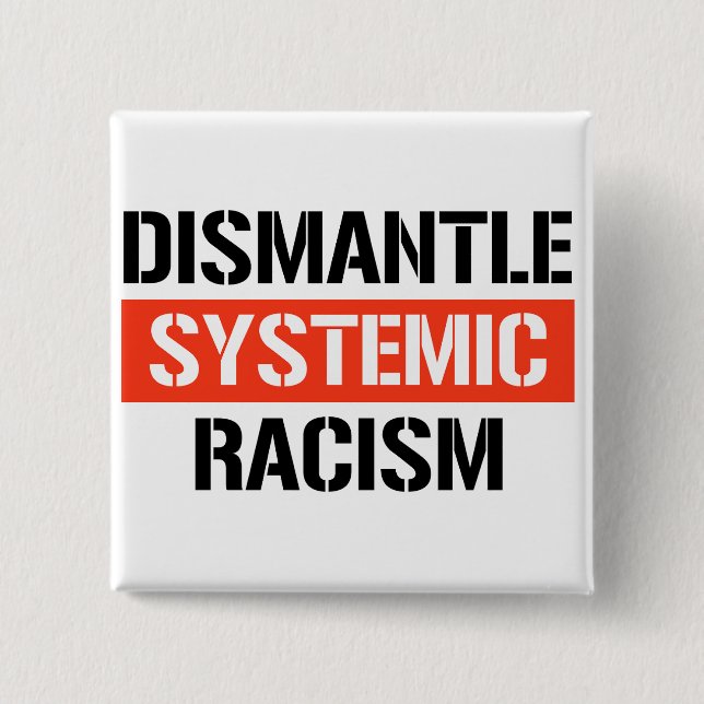Dismantle Systemic Racism 2 Inch Square Button (Front)