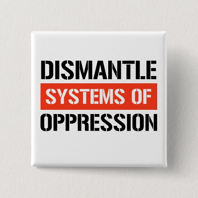 Dismantle Systems of Oppression 2 Inch Square Button (Front)