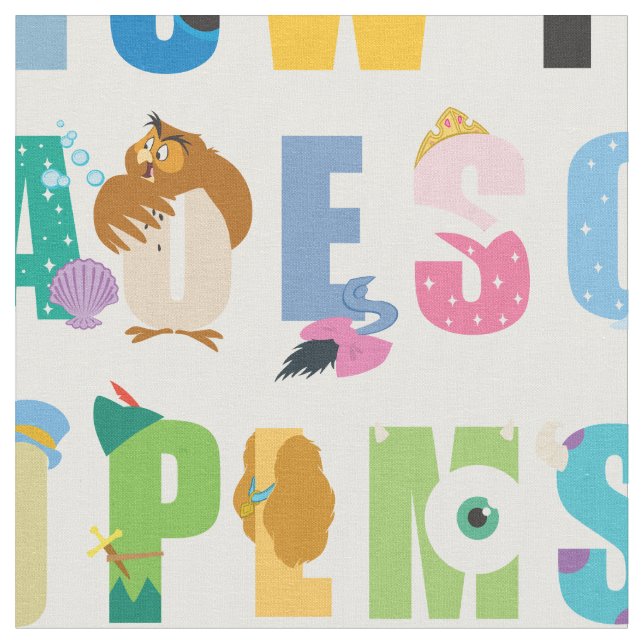 Disney Alphabet Mania Pattern Fabric (Close Up)