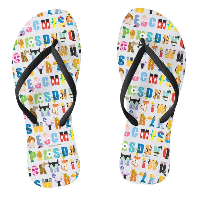 Disney Alphabet Mania Pattern Flip Flops (Footbed)