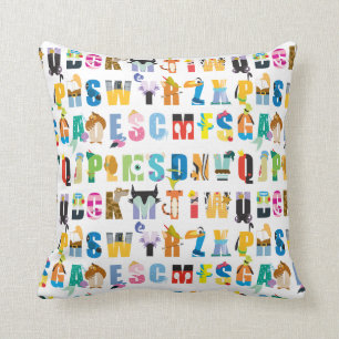 Disney Alphabet Mania Pattern Throw Pillow