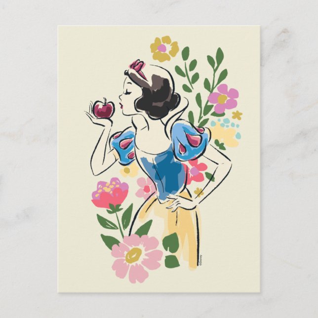 Disney | Beautiful Snow White Floral Graphic Postcard (Front)
