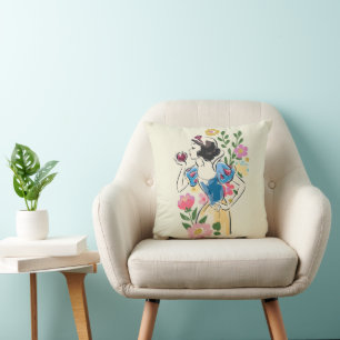 Disney   Beautiful Snow White Floral Graphic Throw Pillow