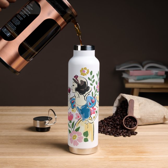 Disney | Beautiful Snow White Floral Graphic Water Bottle (Coffee)