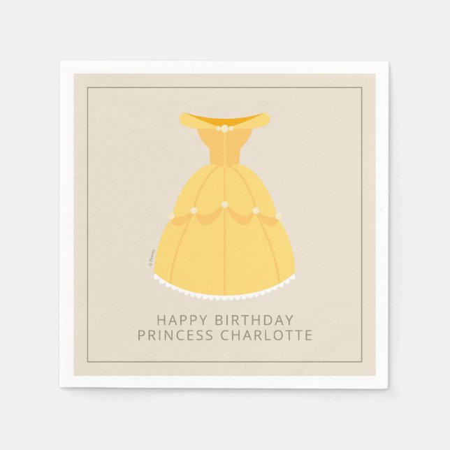 Disney Belle Dress | Girl's Birthday Napkin (Front)