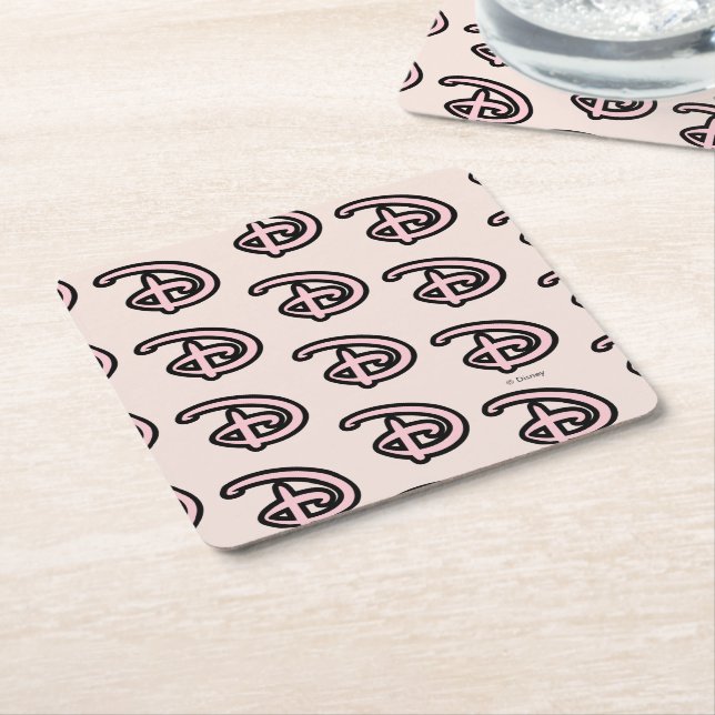 Disney D Logo Square Paper Coaster (Angled)