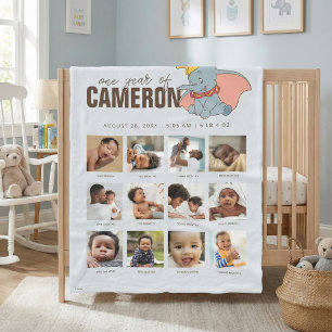 Disney Dumbo Personalized One Year Of Milestone Fleece Blanket