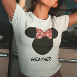 Disney Family Vacation - Minnie | Add Your Name T-Shirt<br><div class="desc">Minnie Mouse design featuring a playful and cheerful illustration of Minnie in a vibrant vacation-themed setting. This customizable design allows you to add your name, making it a perfect choice for family trips or Disney vacations. With its classic Disney charm and lively details, it’s ideal for fans of Minnie Mouse...</div>
