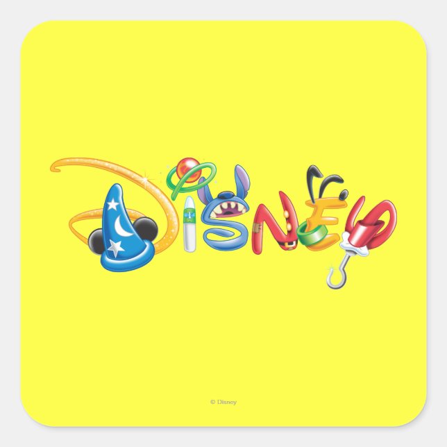 Disney Logo | Boy Characters Square Sticker (Front)