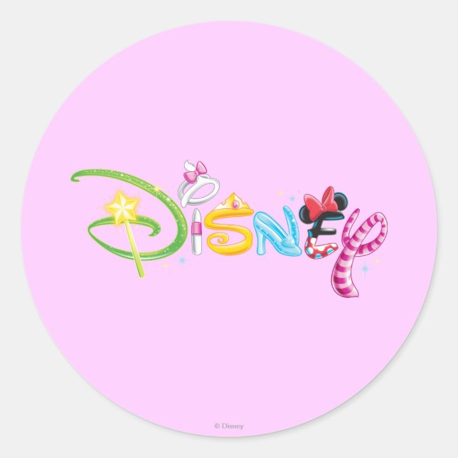 Disney Logo | Girl Characters Classic Round Sticker (Front)