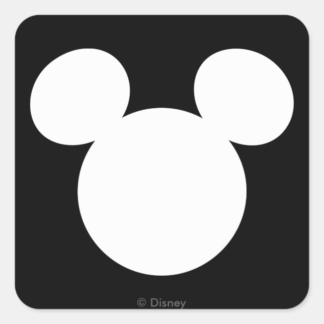 Disney Logo | Mickey Mouse Silhouette  Square Sticker (Front)
