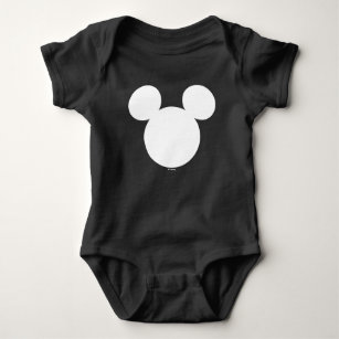 Disney Logo   White Mickey Icon Baby Bodysuit