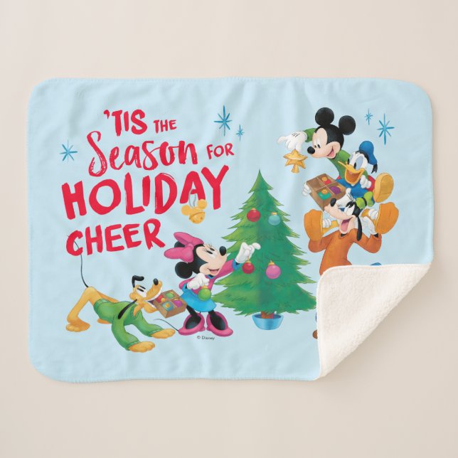 Disney | Mickey & Friends - Holiday Cheer Quote Sherpa Blanket (Front (Horizontal))