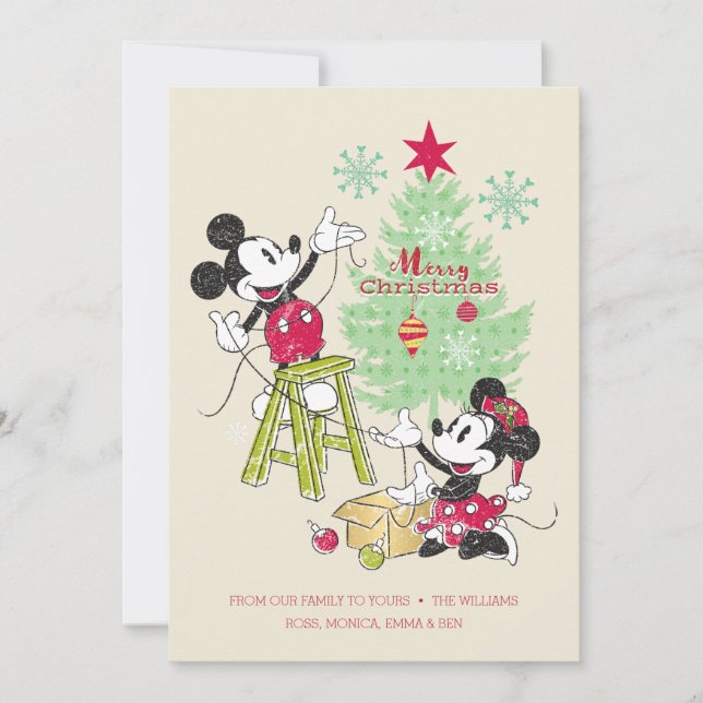 Disney | Mickey & Minnie | Classic Christmas Tree Holiday Card (Front)