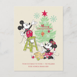 Disney   Mickey & Minnie   Classic Christmas Tree Holiday Postcard