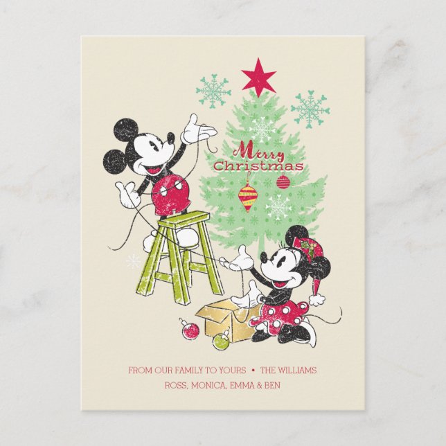 Disney | Mickey & Minnie | Classic Christmas Tree Holiday Postcard (Front)