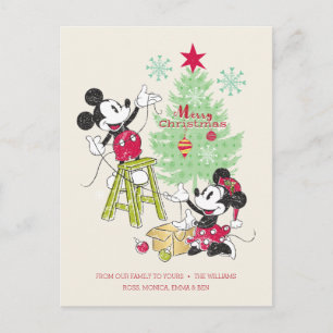 Disney   Mickey & Minnie   Classic Christmas Tree Holiday Postcard