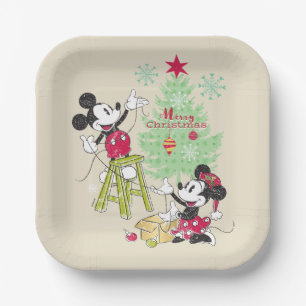 Disney Mickey & Minnie Classic Christmas Tree Paper Plate
