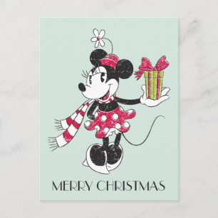 Disney   Mickey & Minnie   Holiday Stripes Pattern Postcard