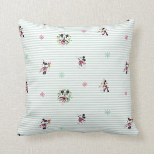 Disney   Mickey & Minnie   Holiday Stripes Pattern Throw Pillow