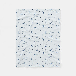 Disney Mickey Mouse Moon and Stars Name Pattern Fleece Blanket