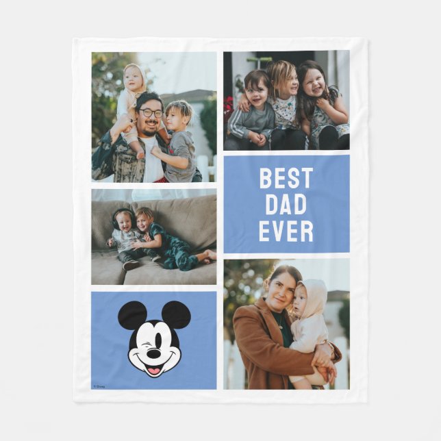 Disney Mickey Mouse Winking Face | Best Dad Ever Fleece Blanket (Front)