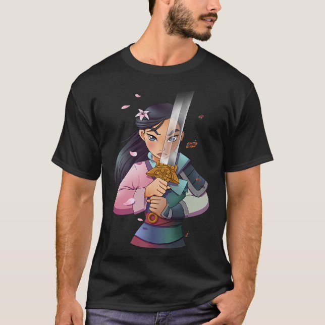 Disney Mulan Anime Half Girl Half Warrior Premium  T-Shirt (Front)