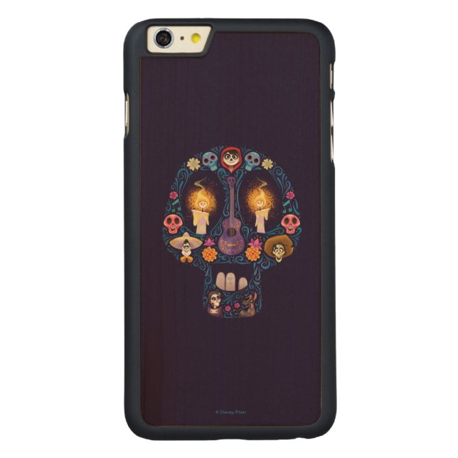 Disney Pixar Coco | Character Sugar Skull Carved Wood iPhone Case (Back)