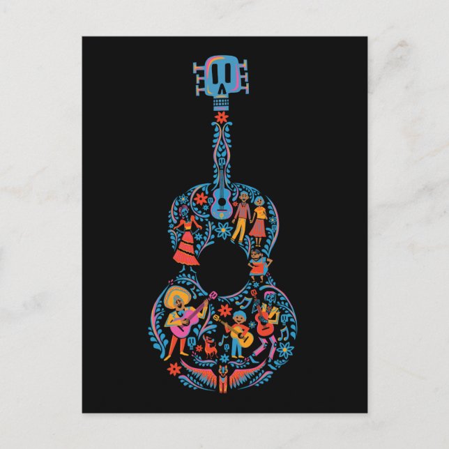 Disney Pixar Coco | Colourful Character Guitar Postcard (Front)