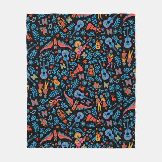 Disney Pixar Coco | Colourful Character Pattern Fleece Blanket (Front)