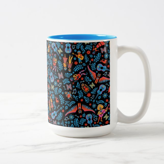 Disney Pixar Coco | Colourful Character Pattern Two-Tone Coffee Mug (Right)
