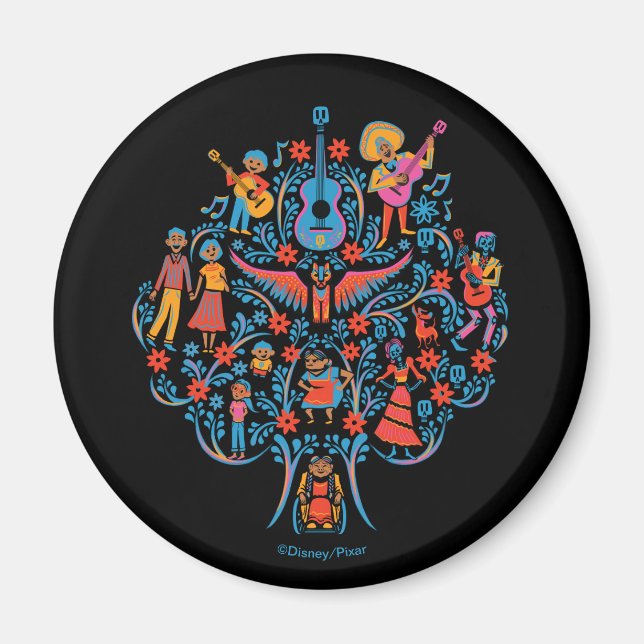 Disney Pixar Coco | Colourful Character Tree Magnet (Front)