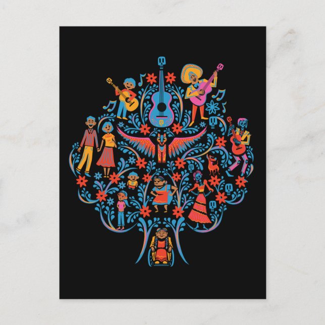 Disney Pixar Coco | Colourful Character Tree Postcard (Front)