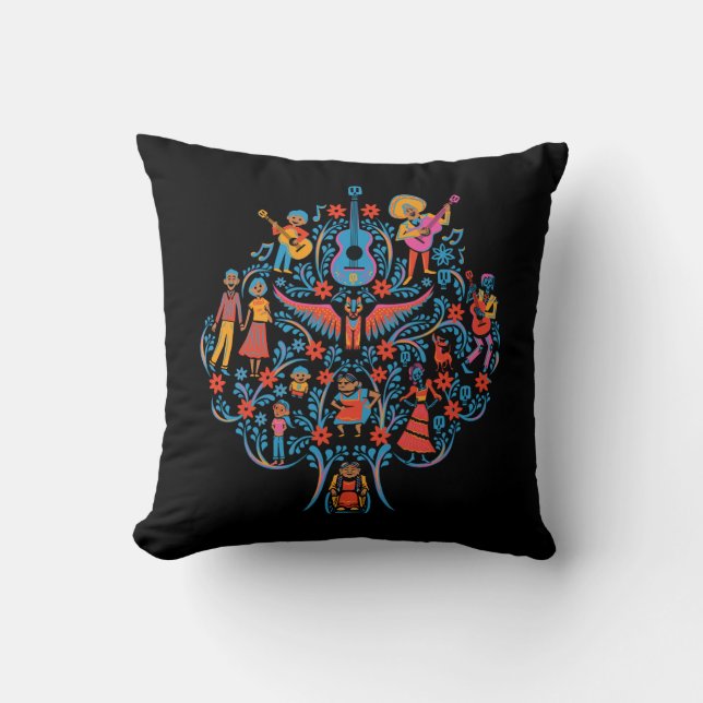 Disney Pixar Coco | Colourful Character Tree Throw Pillow (Front)