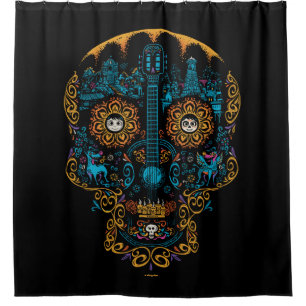 Disney Pixar Coco   Colourful Ornate Skull Guitar