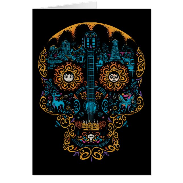 Disney Pixar Coco | Colourful Ornate Skull Guitar