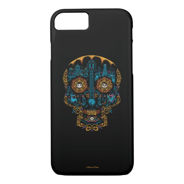 Disney Pixar Coco | Colourful Ornate Skull Guitar Case-Mate iPhone Case (Back)
