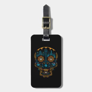 Disney Pixar Coco   Colourful Ornate Skull Guitar Luggage Tag