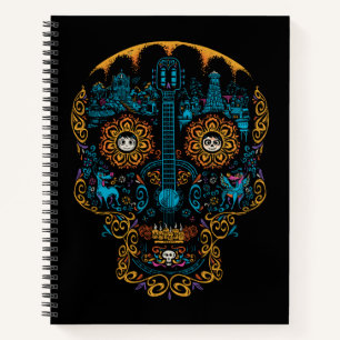 Disney Pixar Coco Colourful Ornate Skull Guitar Notebook