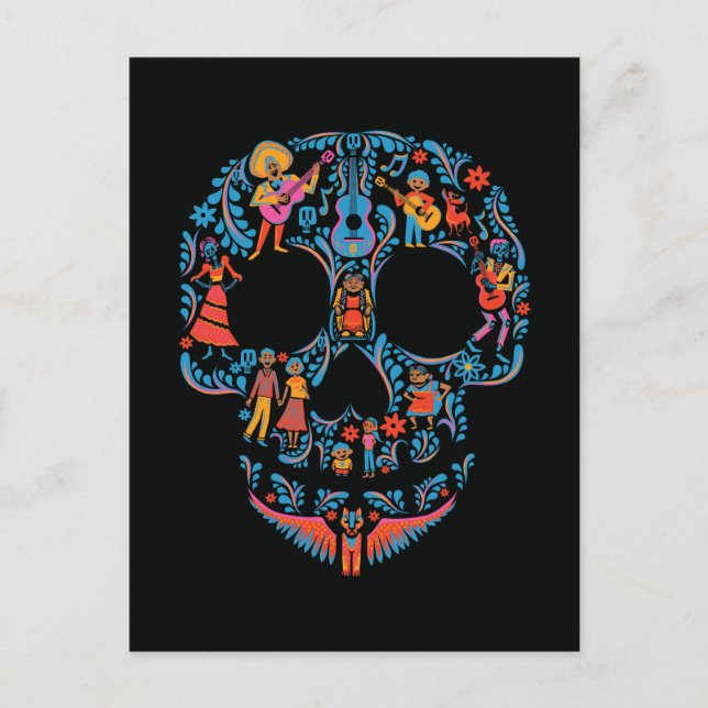 Disney Pixar Coco | Colourful Sugar Skull Postcard (Front)