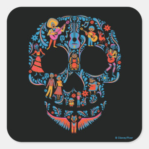 Disney Pixar Coco   Colourful Sugar Skull Square Sticker