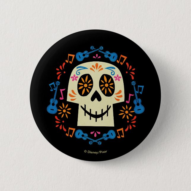 Disney Pixar Coco | Gothic Sugar Skull 2 Inch Round Button (Front)