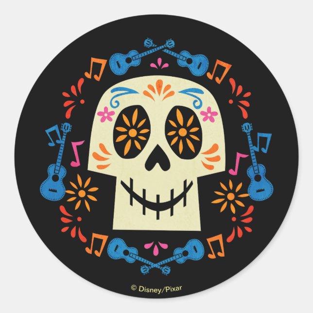 Disney Pixar Coco | Gothic Sugar Skull Classic Round Sticker (Front)
