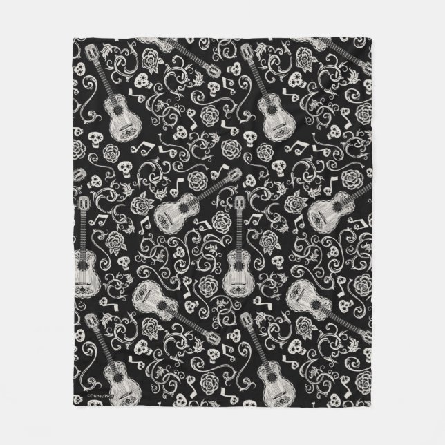 Disney Pixar Coco | Guitar & Rose Pattern Fleece Blanket (Front)