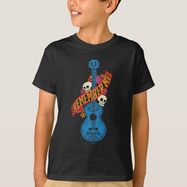 Disney Pixar Coco | Guitar Sugar Skulls Typography T-Shirt (Front)