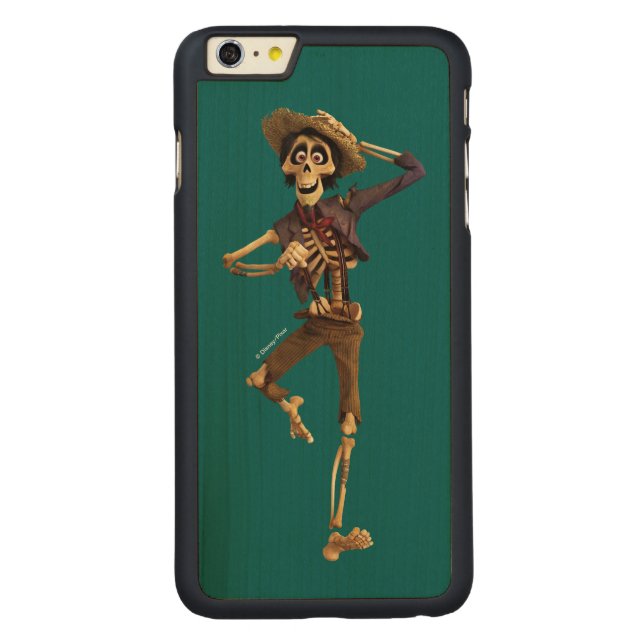 Disney Pixar Coco | Hector | Dancing Skeleton Carved Wood iPhone Case (Back)