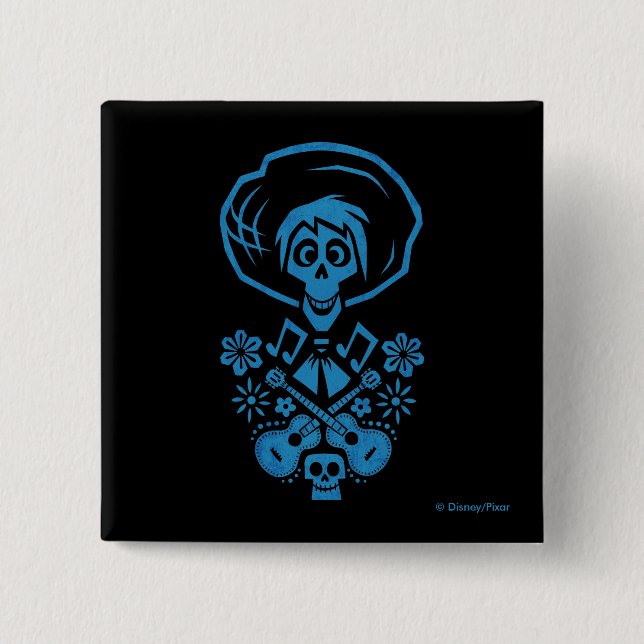 Disney Pixar Coco | Hector | Guitar Silhouette 2 Inch Square Button (Front)