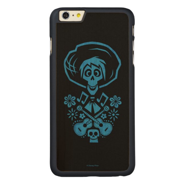 Disney Pixar Coco | Hector | Guitar Silhouette Carved Wood iPhone Case (Back)