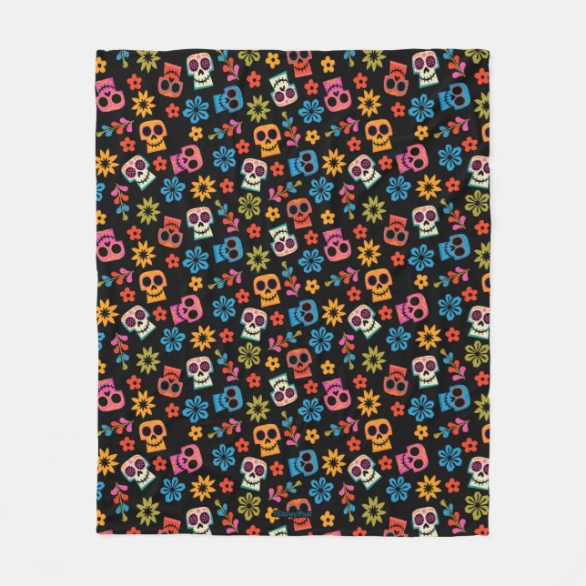 Disney Pixar Coco | Sugar Skull & Floral Pattern Fleece Blanket (Front)